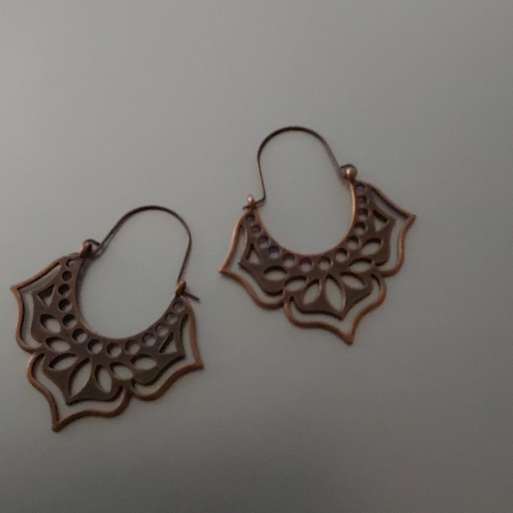Boho Tribal Hoop Earrings COPPER